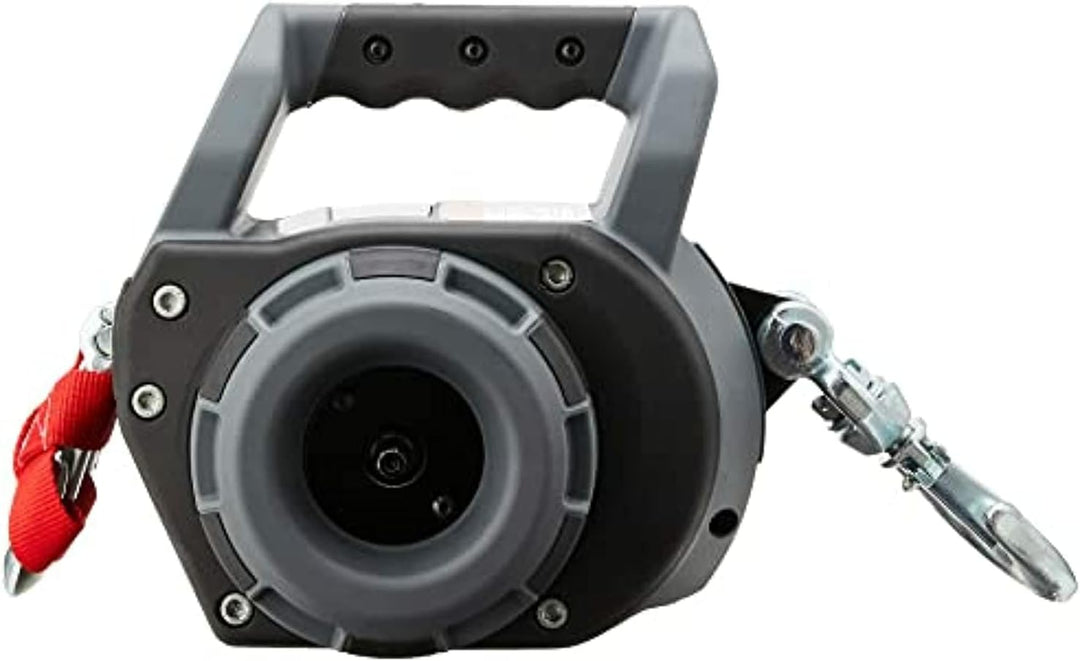 WARN 101575 tragbare Hand-Seilwinde mit 1,2 m synthetischem Seil: 340 kg Zugkraft, Grau 340 kg. Kapa
