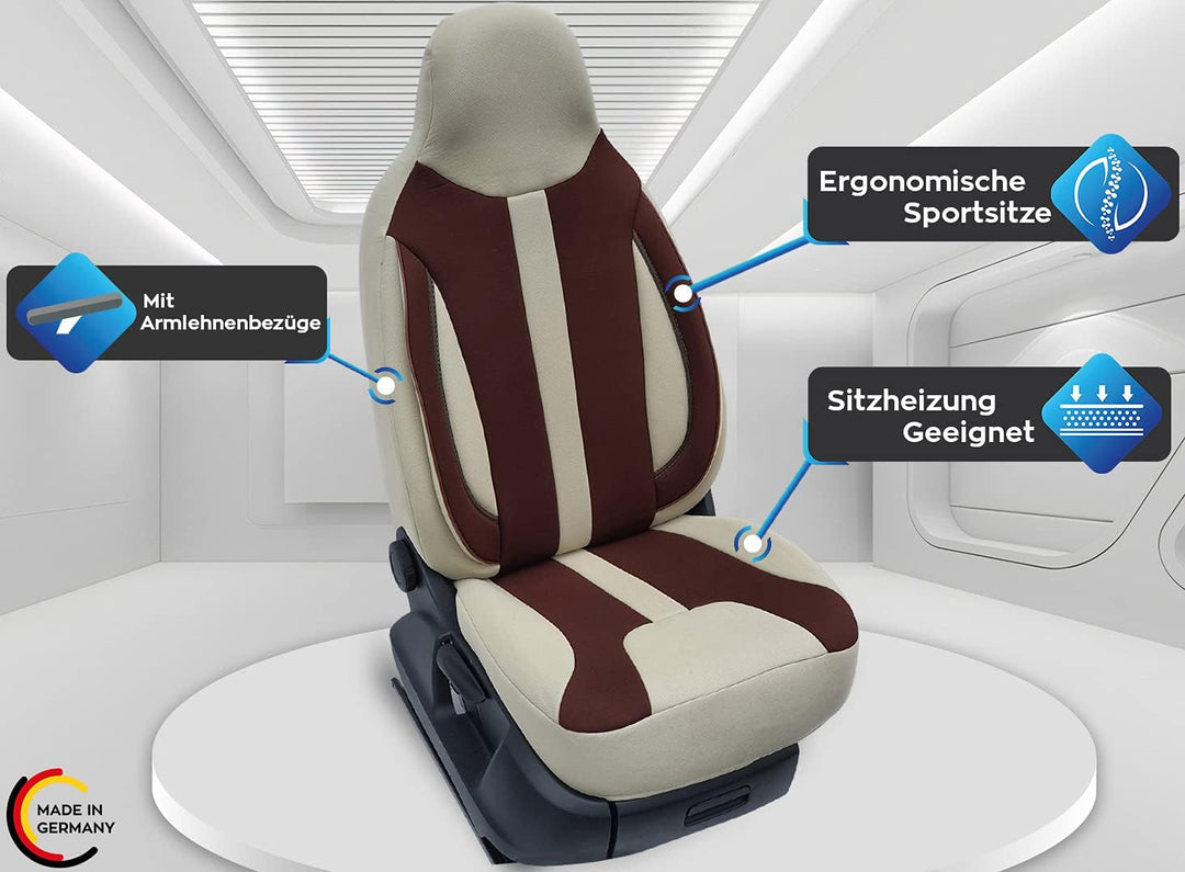 Mass Sitzbezüge Schonbezüge Pilotsitze Fahrer &amp; Beifahrer Set kompatibel mit Wohnmobil FIAT Ducato,