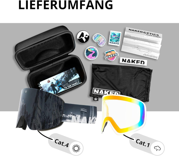 NAKED Optics The TROOP EVO Skibrille Männer, Ski Brille Frauen, Snowboardbrille, Skibrille mit Wechs