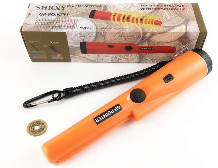 Metal Detectors Portable Gold Hunter GP-POINTER Orange Gold Finder Hand Held with LED light for Low