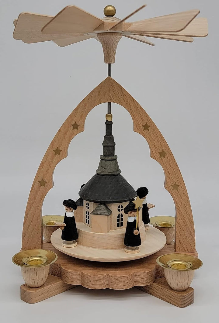 Richard Glässer Seiffen Weihnachtspyramide, Natur, 18 cm hoch