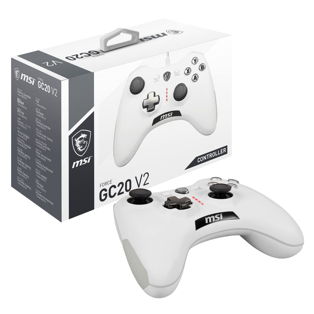 MSI FORCE GC20 V2 WHITE Kabelgebundener PC Gamepad Controller - austauschbare D-Pad Abdeckungen, zwe