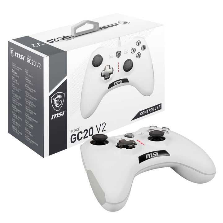 MSI FORCE GC20 V2 WHITE Kabelgebundener PC Gamepad Controller - austauschbare D-Pad Abdeckungen, zwe