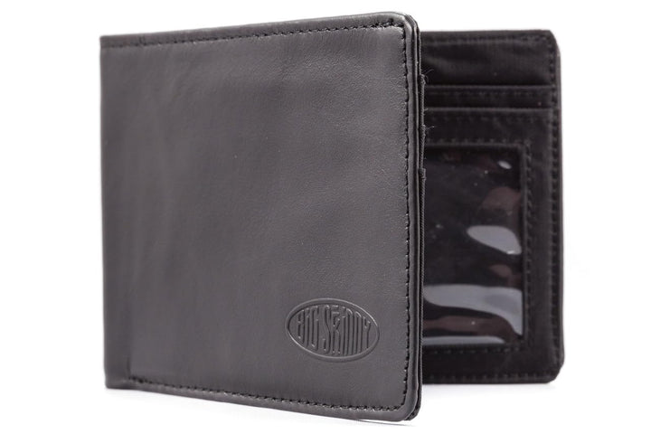 Big Skinny Herren Slim Line Leder Bi-Fold Slim Wallet für bis zu 25 Karten Schwarz, Schwarz