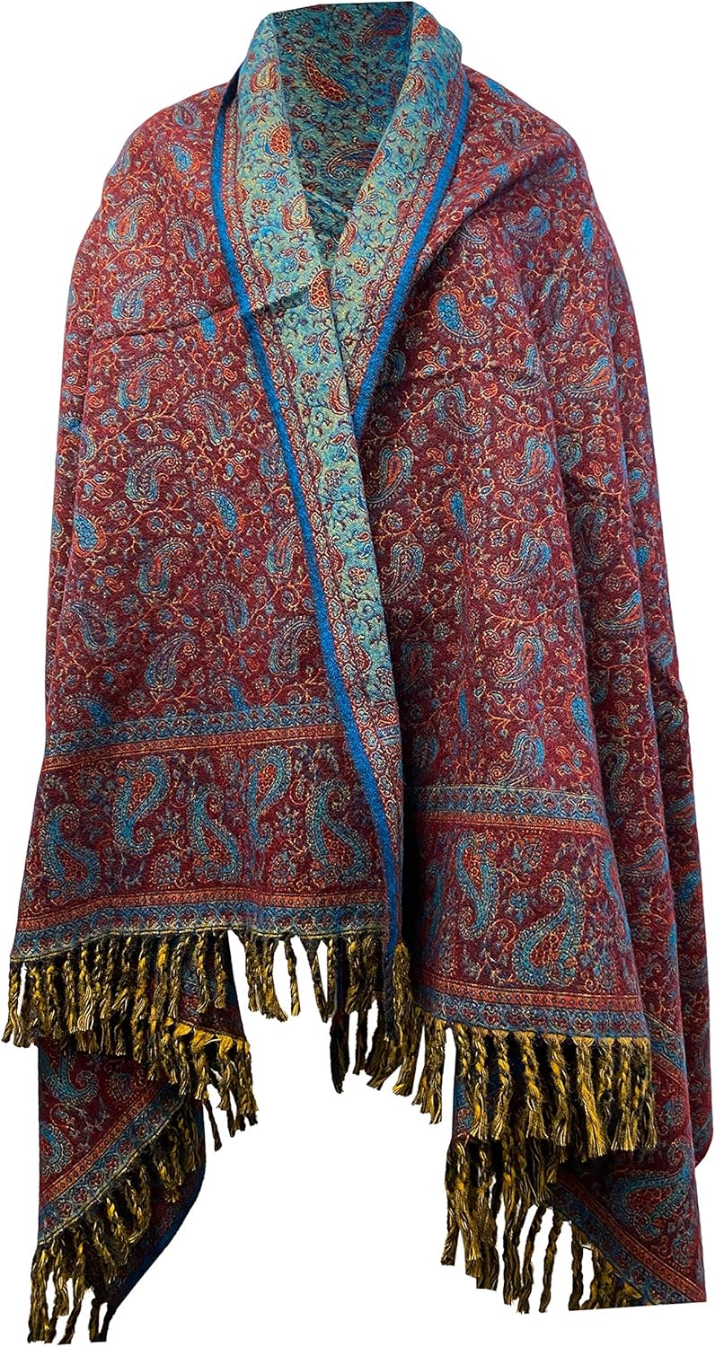 TIBET Winterschal mit Blumenmuster und Paisleymuster, handgefertigt, luxuriös, Dekoration, Decke, Üb