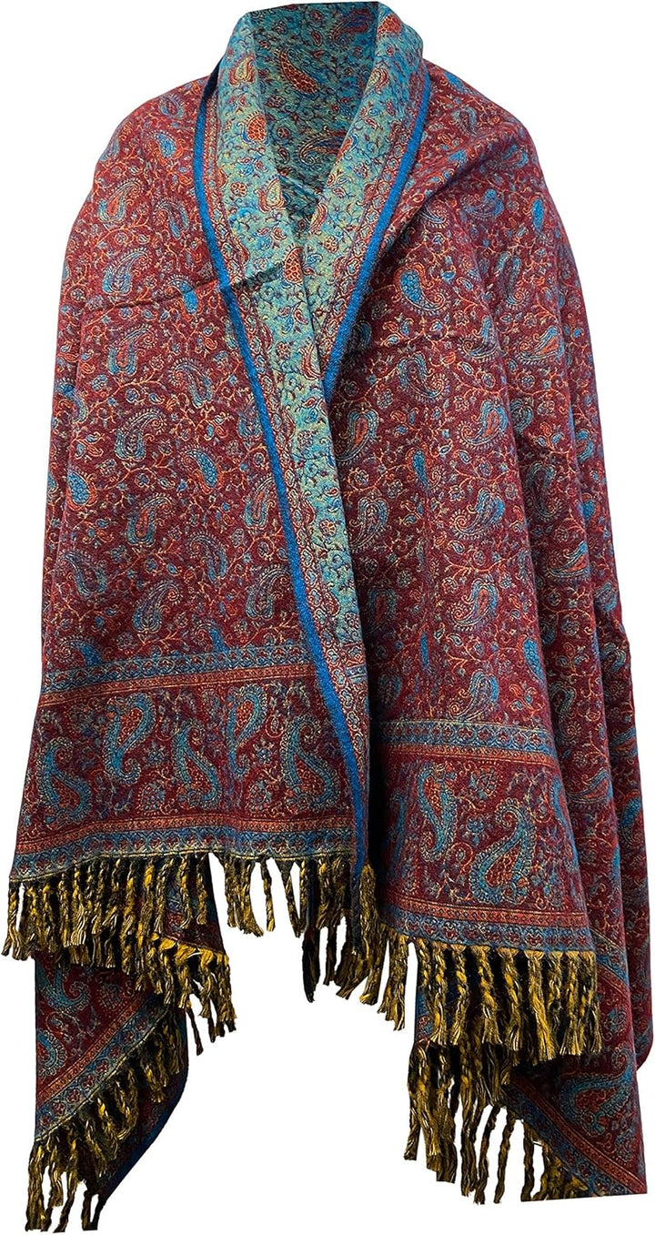 TIBET Winterschal mit Blumenmuster und Paisleymuster, handgefertigt, luxuriös, Dekoration, Decke, Üb