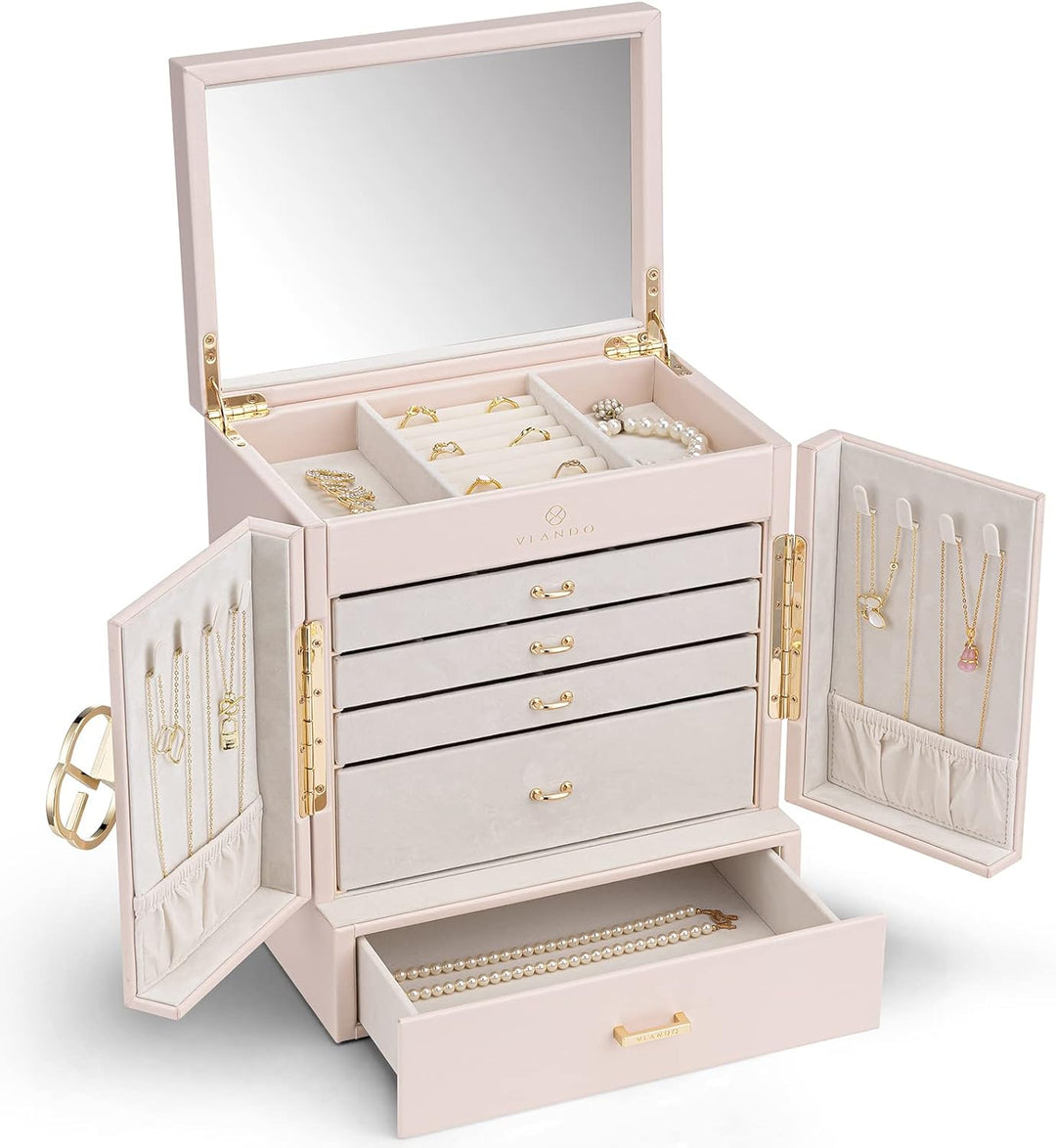 Vlando Schmuckaufbewahrung Gross, Schmuckschatulle Schmuck Organizers Gross XXL, Schmuckkästchen mit
