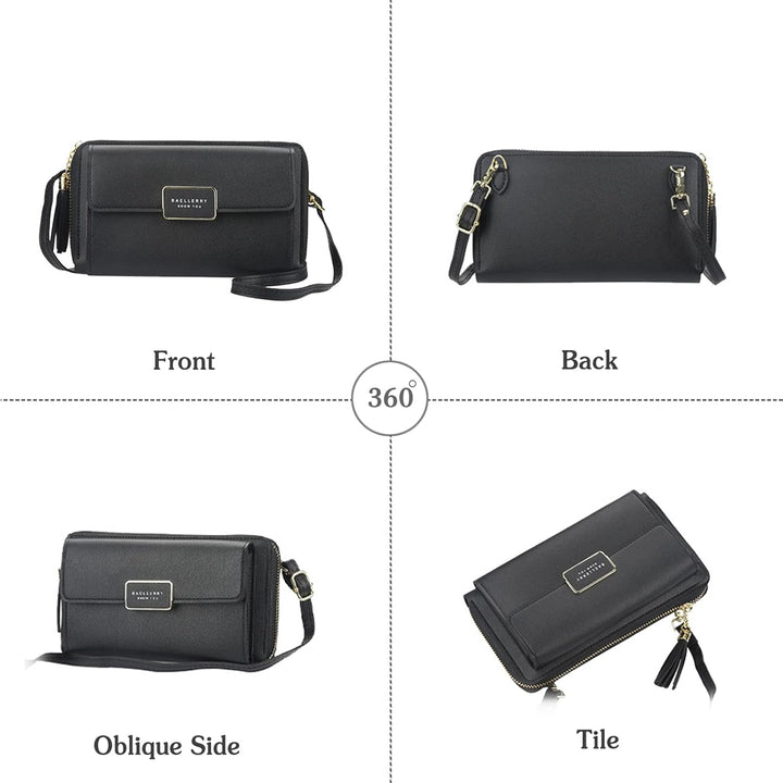 PORRASSO Geldbörse Damen Umhängetasche Handy Mode Portemonnaie PU Geldbeutel Schultertasche für Part