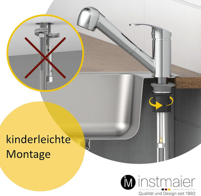 instmaier K2 Wasserhahn Küche ausziehbar | Spültischarmatur mit Geschirrbrause | Küchenarmatur mit 2