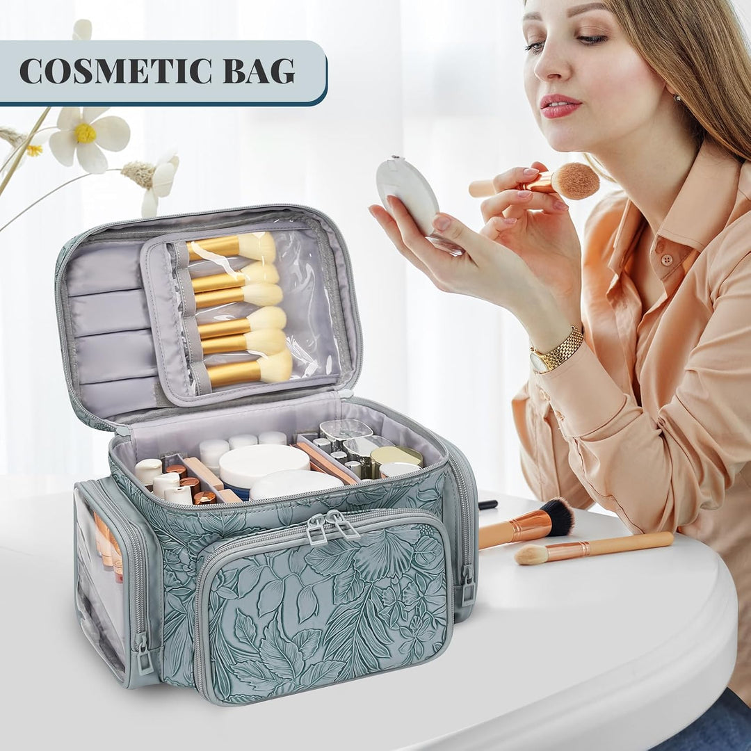 Kosmetiktasche Gross, Make Up Tasche Damen mit Pinselhalter – Premium Schminktasche Organizer, Kultu