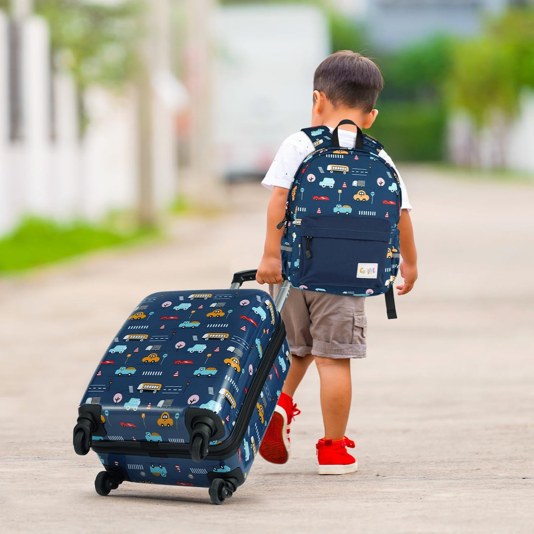 COOLIFE 5tlg Kinderkoffer mit Rucksack, Kindertrolley aus Kunststoff, Kindergepäck, Kinder Kofferset