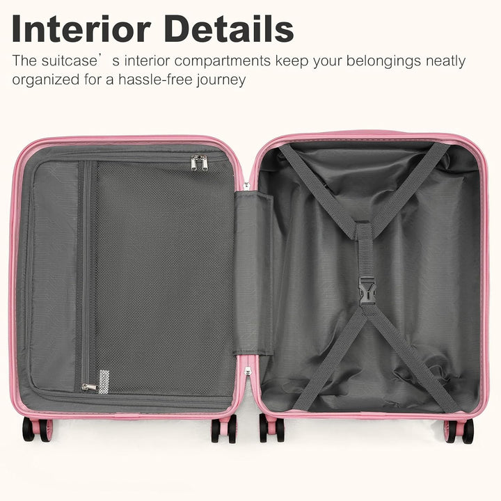 KONO Koffer Trolley Mittelgross Koffer Reisekoffer von ABS+PC Hartschalenkoffer mit 4 Rollen TSA Sch