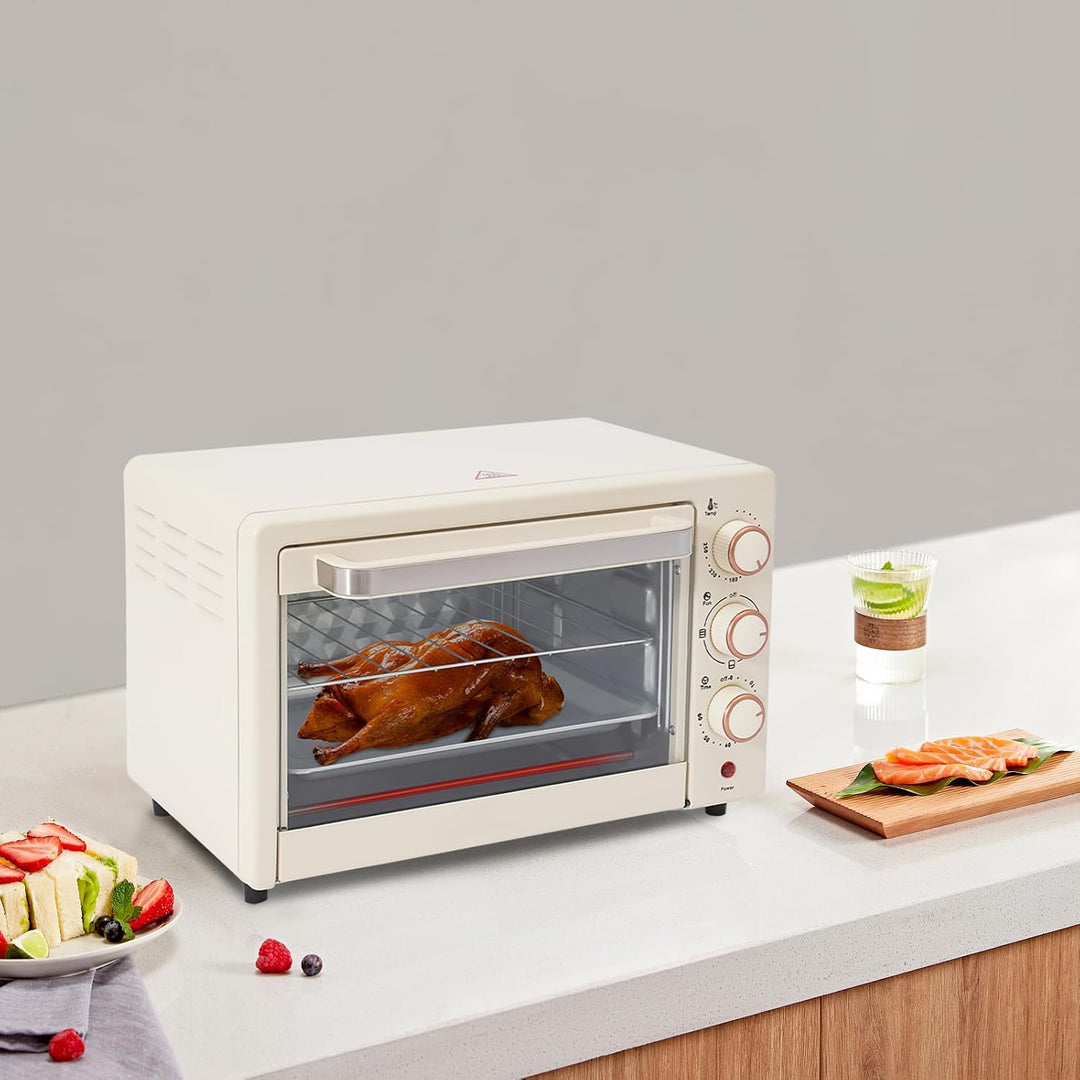 22 L Minibackofen, Klein mini Backofen mit Grillpfanne &amp; Grillrost, Thermostat verstellbar bis 250 °