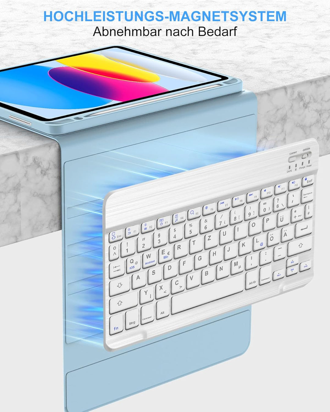 Hülle mit Tastatur für iPad 11/10 Generation (2025/2022, 11/10,9") – Bluetooth 5.0 Keyboard, QWERTZ
