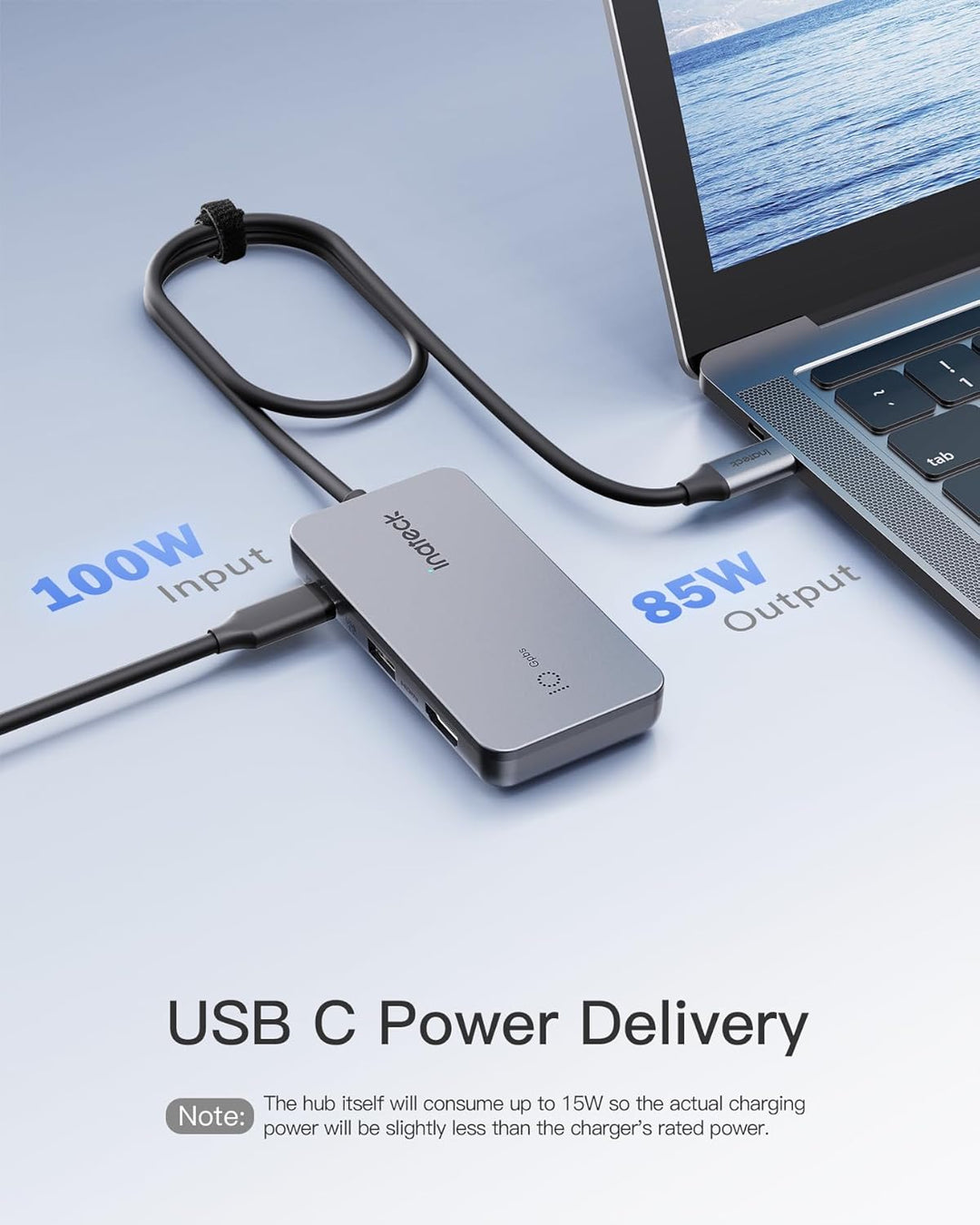 Inateck 7 in 1 USB C Hub mit 4K HDMI, PD 100W, 3 USB A 3.2 10Gbps, SD/TF Kartenleser, 50cm Kable, ko