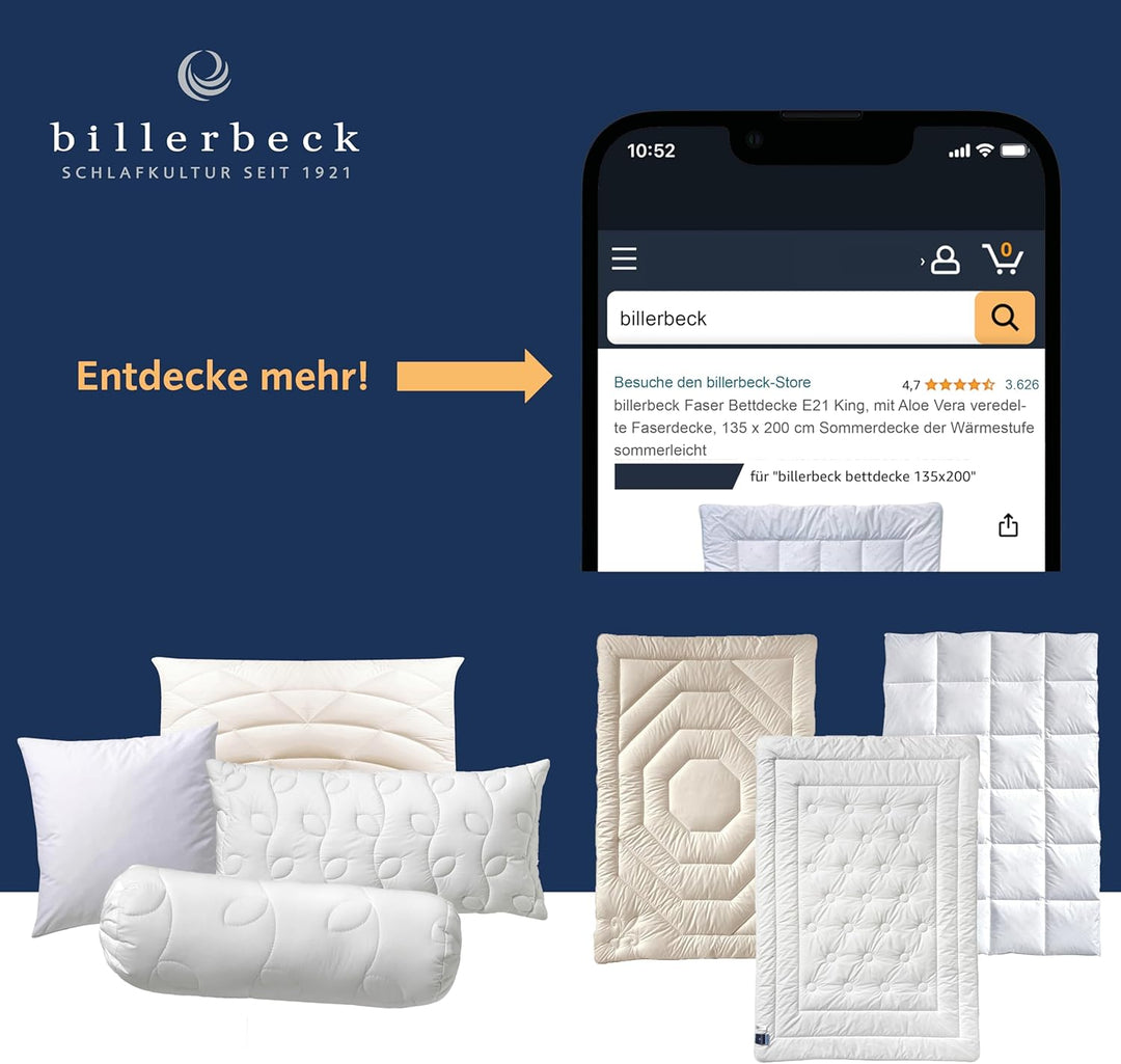 Billerbeck Daunen-Kissen | Almira | 70 x 90 cm | Feste Stützkraft | für Hausstauballergiker geeignet