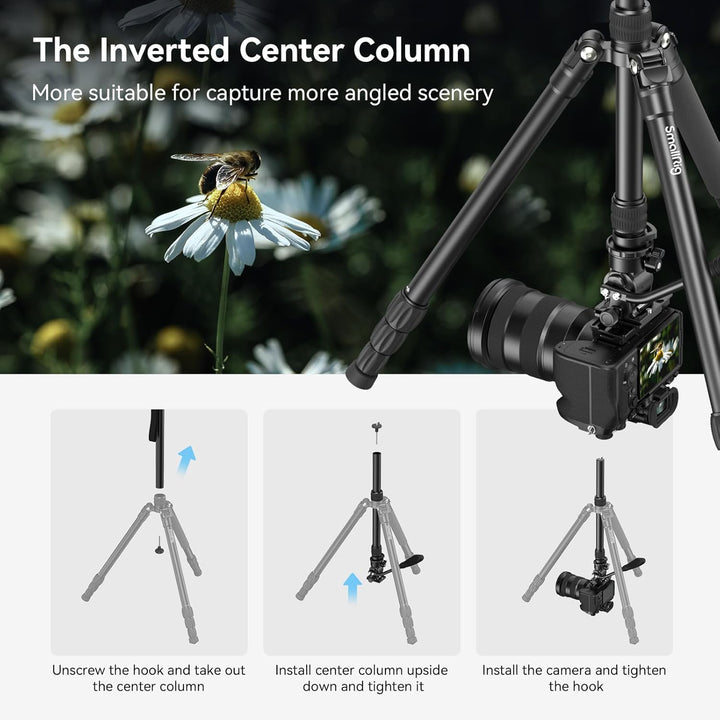 SMALLRIG 71" Videostativ mit Fluidkopf, Aluminium Kamerastativ, 360-Panorama Video Tripod für Reisen