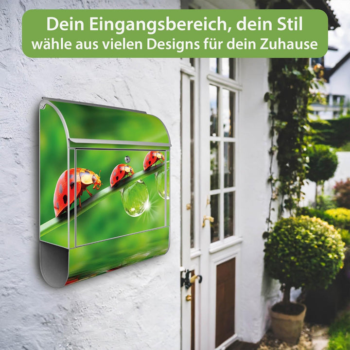banjado® Design Briefkasten mit Motiv Für Jeden Einen 39x47x14cm &amp; 2 Schlüssel - Briefkasten Stahl S