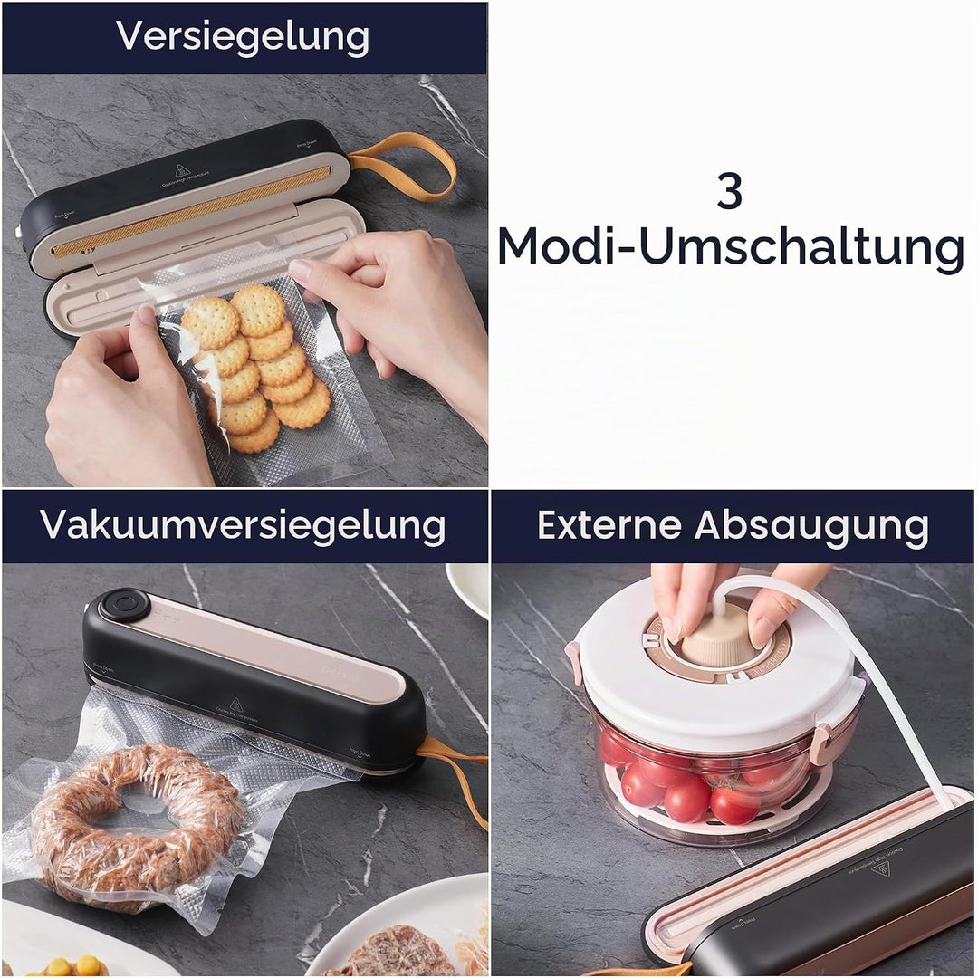 Ciarra Mini Folienschweissgerät, Vakumierergerät für lebensmittel 3 Modi, Automatisches Mini Bag Sea