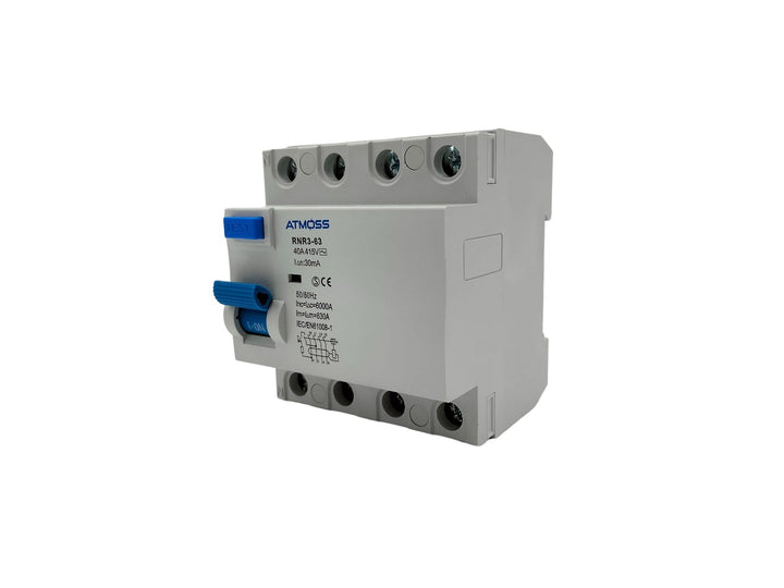 RASMACOR | Schutzschalter 4 Polig 40A | Fehlerstrom-Schutzschalter 4P 40A 30MA | Typ A 30MA | 40/4/0