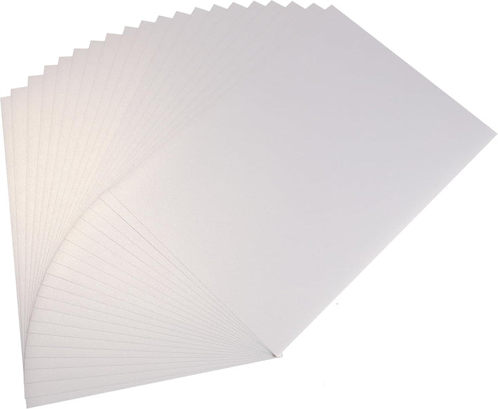50 Blatt DIN A4 Perglanz-Papier Elfenbein Weiss-Metallic, Bastelpapier mit Perlmutt-Schimmer, 120 g/