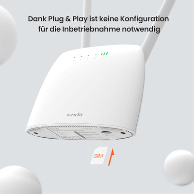 Tenda 4G07 4G LTE WLAN Router für SIM-Karten (CAT4, AC1200 Dualband 2,4GHz: 300Mbit/s + 5GHz: 867Mbi