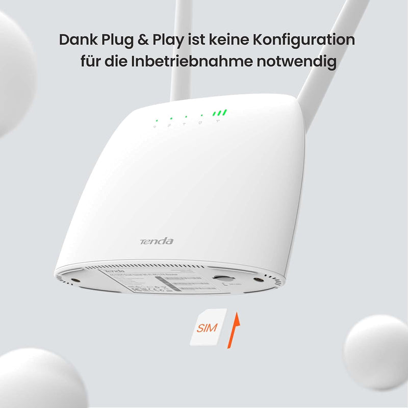 Tenda 4G07 4G LTE WLAN Router für SIM-Karten (CAT4, AC1200 Dualband 2,4GHz: 300Mbit/s + 5GHz: 867Mbi