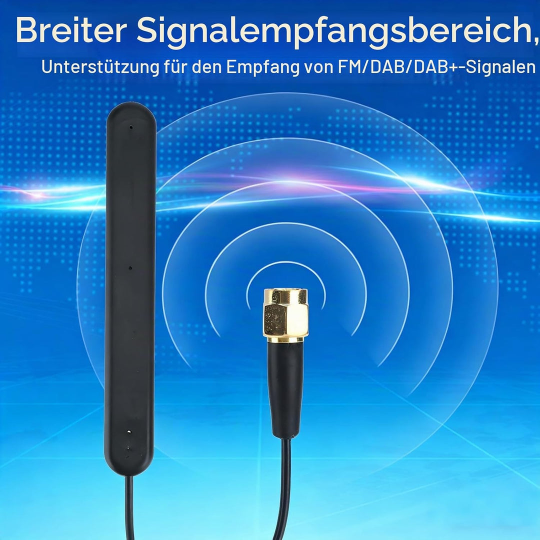 FM DAB DAB+ Digitalradio Antenne 20dB Verstärkung SMA Anschluss 5M Kabellänge Klebebefestigung für A