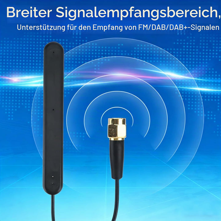 FM DAB DAB+ Digitalradio Antenne 20dB Verstärkung SMA Anschluss 5M Kabellänge Klebebefestigung für A