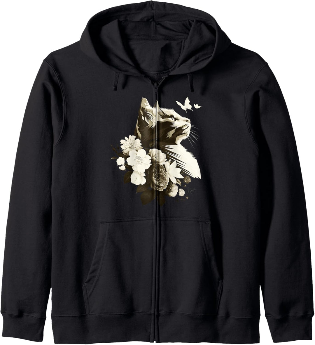Schöne Katze mit Blumen, blumig Kapuzenjacke