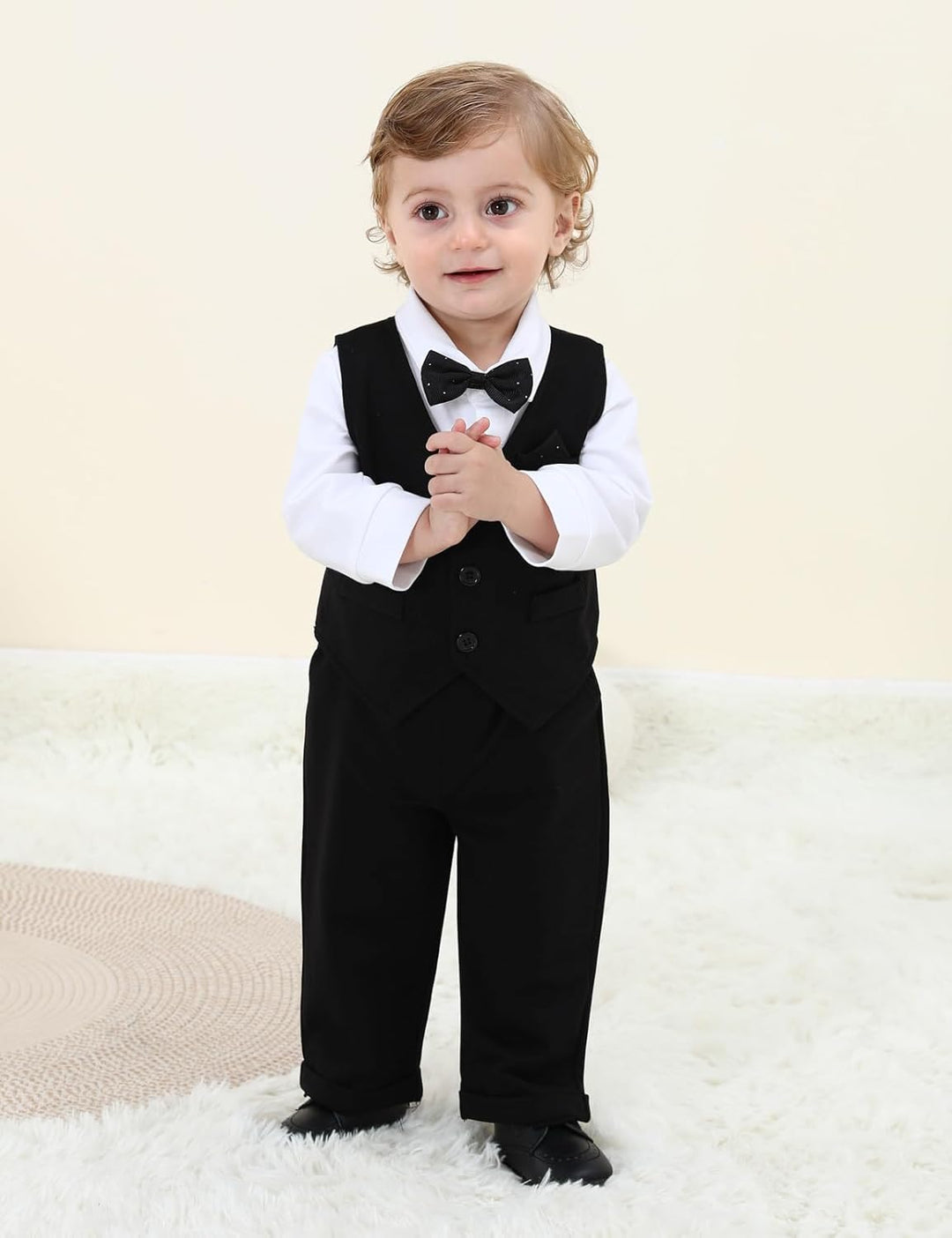 mintgreen Baby Anzug Junge, 3 Stück Formelles Outfit Taufanzug Gentleman Smoking Shirt & Weste + Hos