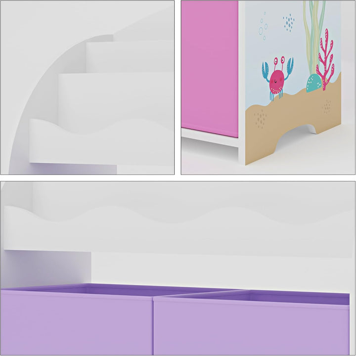 [en.casa] Kinder Bücherregal Orust Kinderregal mit Ozean Motiv Aufbewahrung 97,5 x 82,5 x 29,5 cm Ki