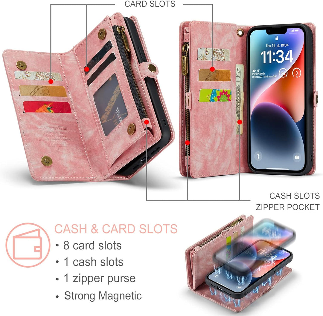 UFinetech iPhone 14 Hülle, Flip Leder TPU Stossfeste Kartenfach Tasche Handyhülle iPhone 14 (6,1 Zol