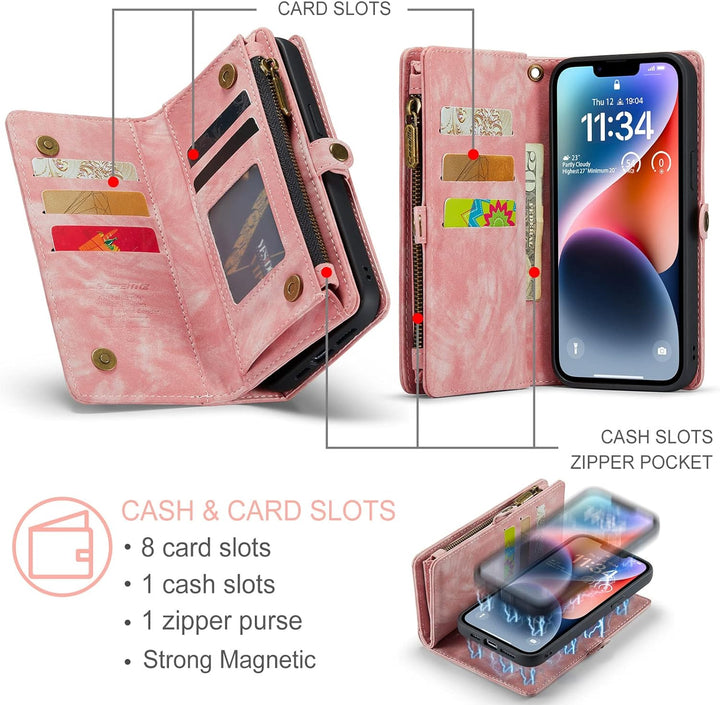 UFinetech iPhone 14 Hülle, Flip Leder TPU Stossfeste Kartenfach Tasche Handyhülle iPhone 14 (6,1 Zol