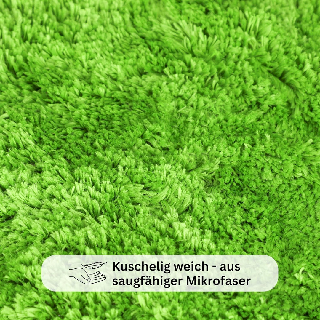WohnDirect Badezimmerteppich gross Grün - Badematte rutschfest 60 x 100 cm - Badteppich Set, waschba
