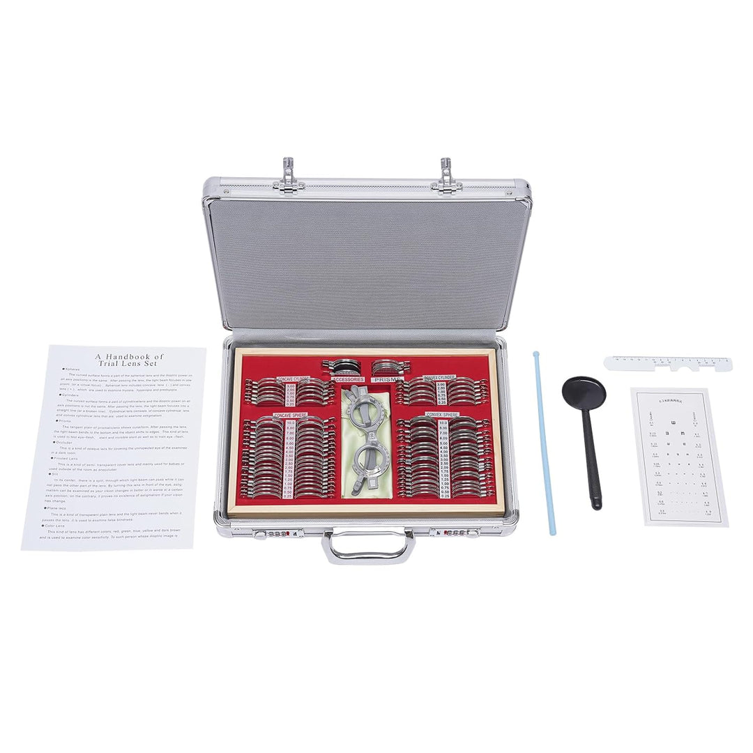 Linsen mit Testbrille 104 Pcs Metal Optometry Testlinsen Optical Trial Lens Set Optometrie Metallran