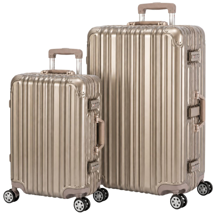 Travelhouse London Koffer Gold S-55cm, L-55cm · 2er-Set · Alu-Rahmen · Polykarbonat Hartschale · Han