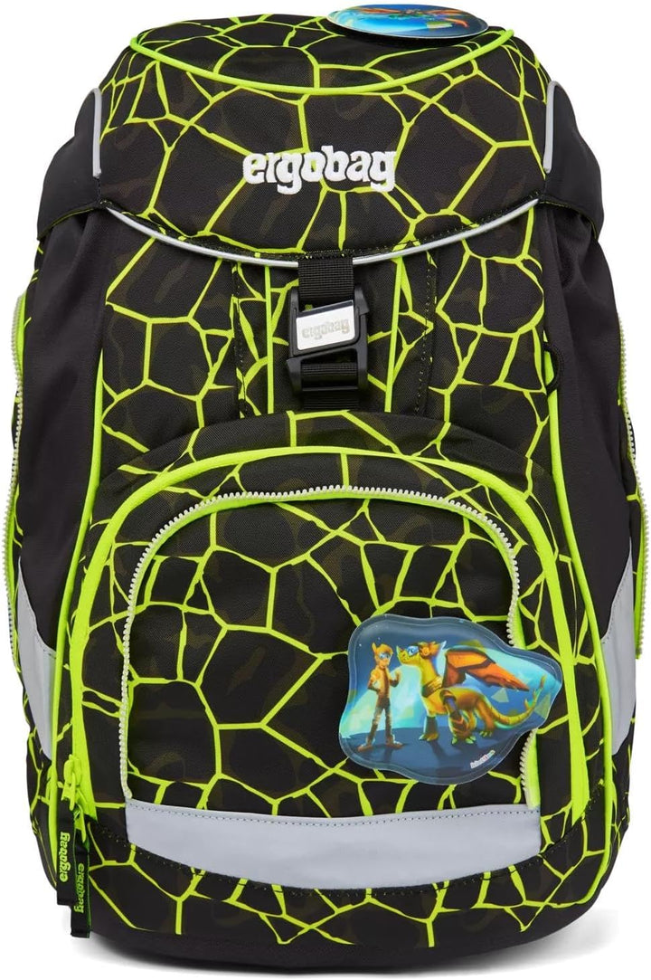 ergobag Unisex Kinder Prime School Backpack Set Rucksack Einheitsgrösse Drachenfliegbär - Schwarz, E