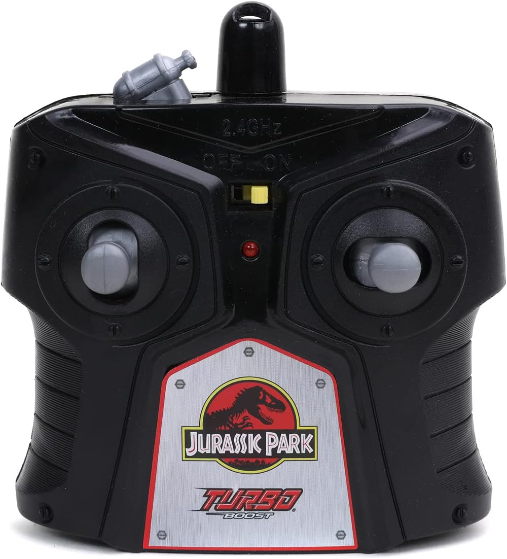 Jada Toys Jurassic Park RC Jeep Wrangler, ferngesteuertes Auto, Dinosaurier, Spielzeugauto mit Ferns