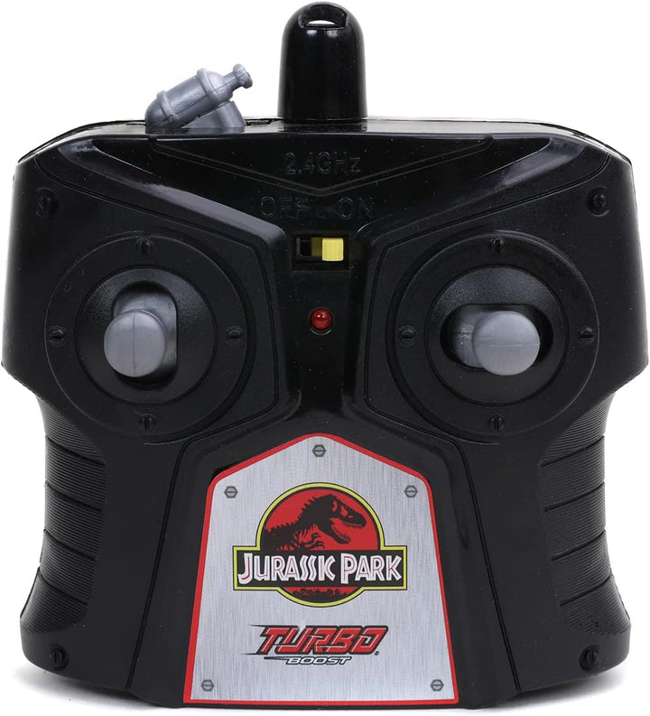 Jada Toys Jurassic Park RC Jeep Wrangler, ferngesteuertes Auto, Dinosaurier, Spielzeugauto mit Ferns