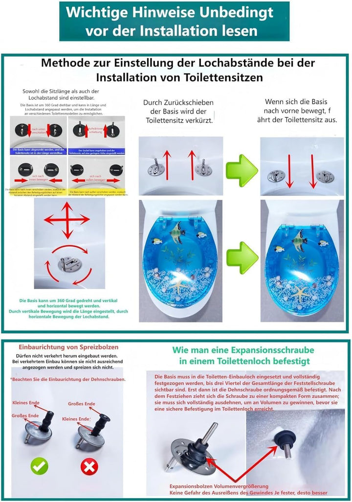 Premium-Toilettensitz aus blauem Ozeanharz, Soft-Close-Funktion mit antibakterieller Wirkung, langsa