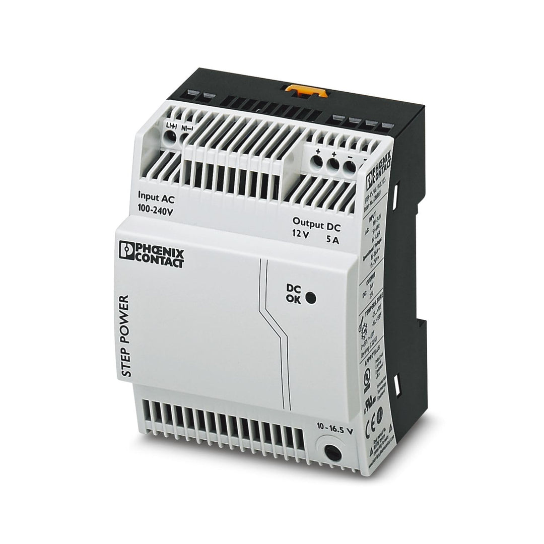 Phoenix Contact STEP-PS/1AC/12DC/5 Switch-Mode DIN-Schienen Netzteil 60W, 85 → 264V ac, 12V dc / 5A