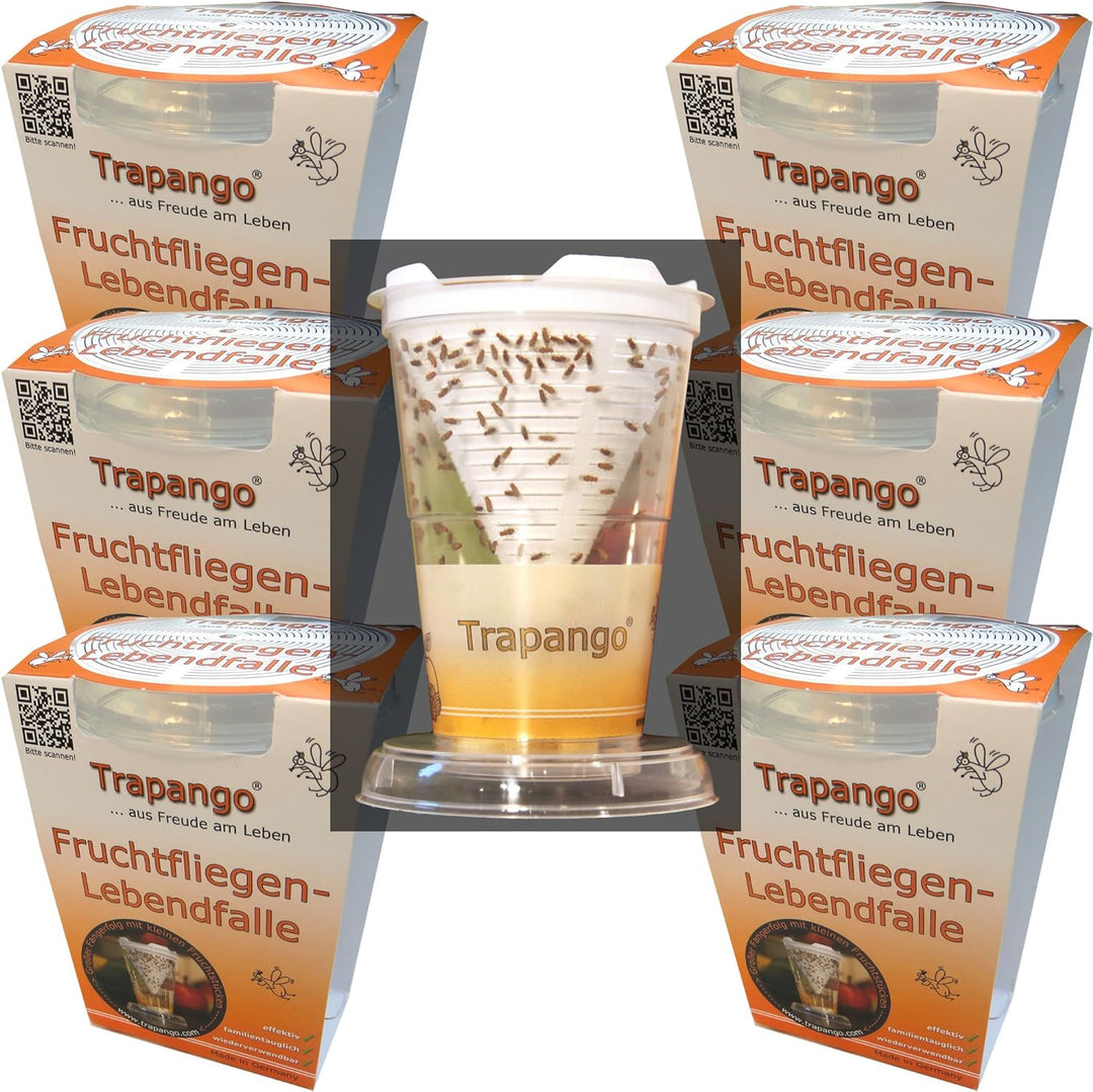 6x Fruchtfliegen-Lebendfalle Trapango®, (6er-Pack)