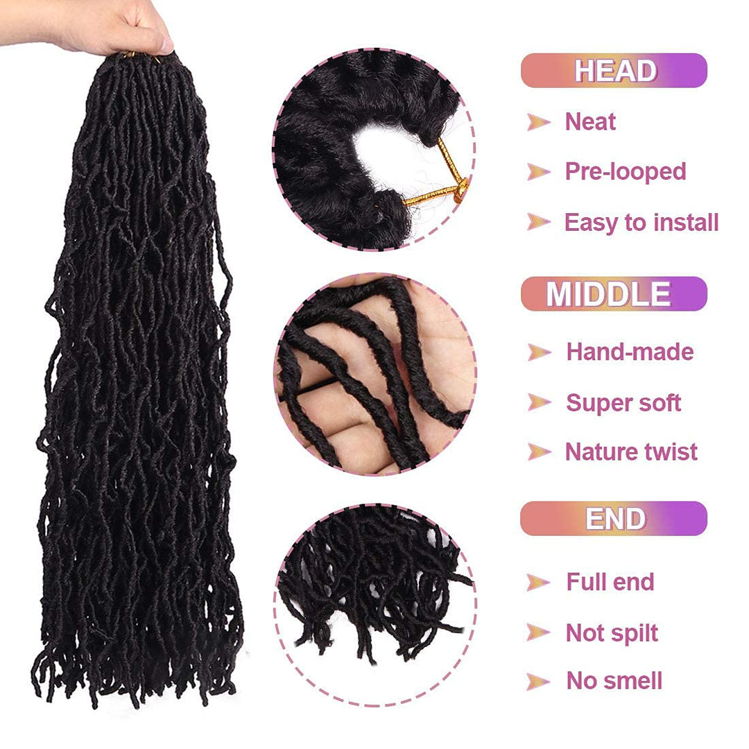 Beyond Beauty 6 Packungen 24Zoll vorgeschlungene Nu Faux Locs Häkelhaar, weiche Dreadlocks, Flechtha