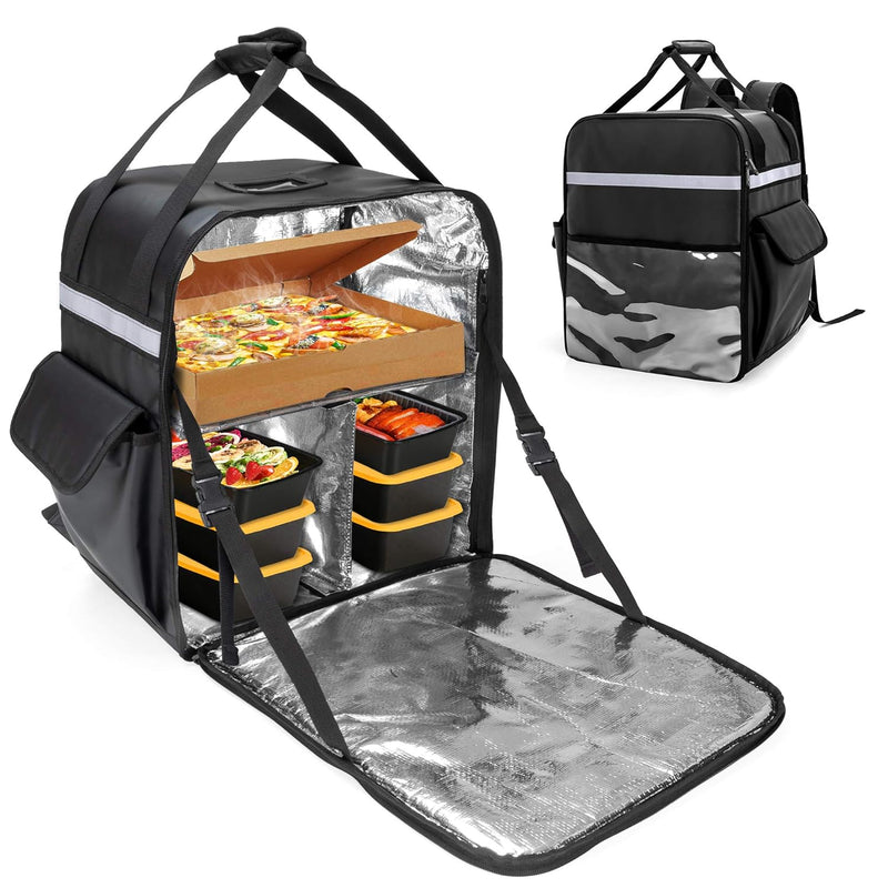 Trunab Insulated Food Delivery Backpack with Removable Dividers, Waterproof Racksack for Bike Delive