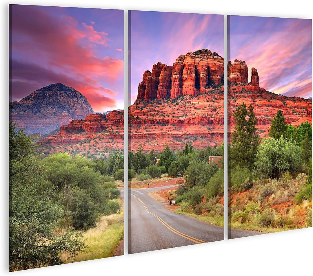islandburner Bild auf Leinwand Sedona Arizona Dämmerung Landschaft Mit Bäumen Bilder Wandbilder Post