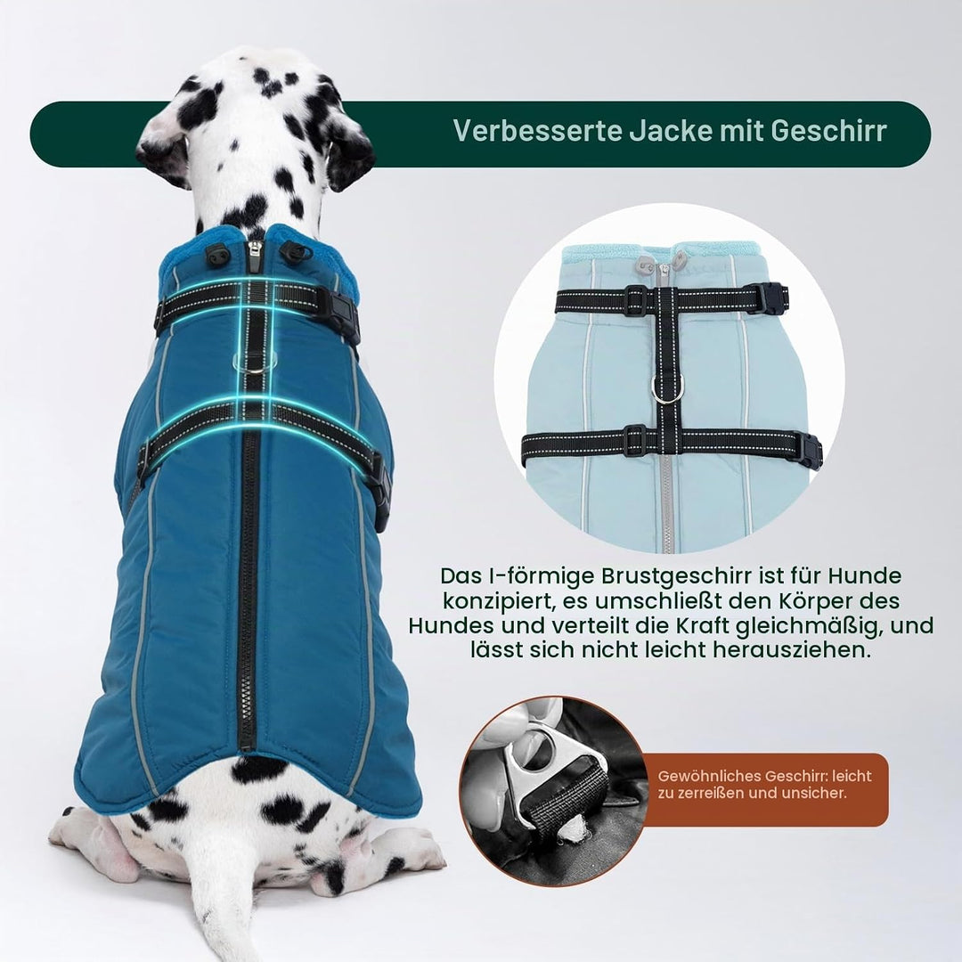 Kuoser Hundemantel für Mittelgrosse Hunde Winter, wasserdichte Hundejacke mit Geschirr, Warmer Winte