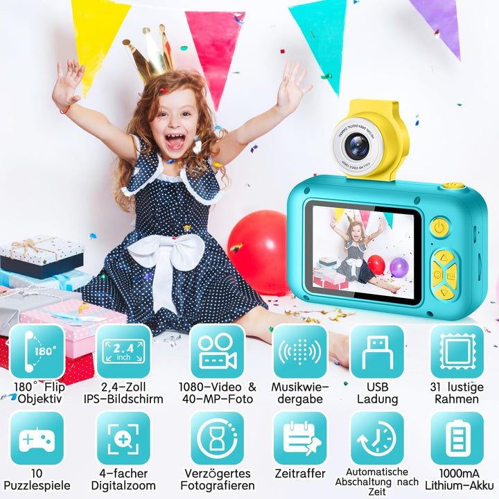 KinderKamera,ARNSSIEN Kinder Kamera,Selfie Kamera Kinder,Geschenk für3 4 5 6 7 8 9 10Jahre Mädchen u