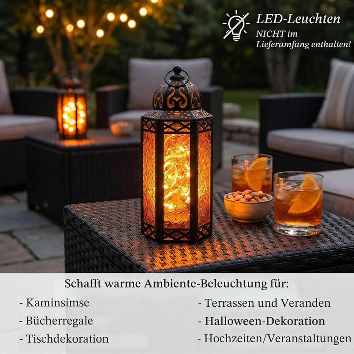 Vela Lanterns Marokkanische Lampenlaterne, dekorativer Kerzenhalter für Innen- und Aussenbereich, He