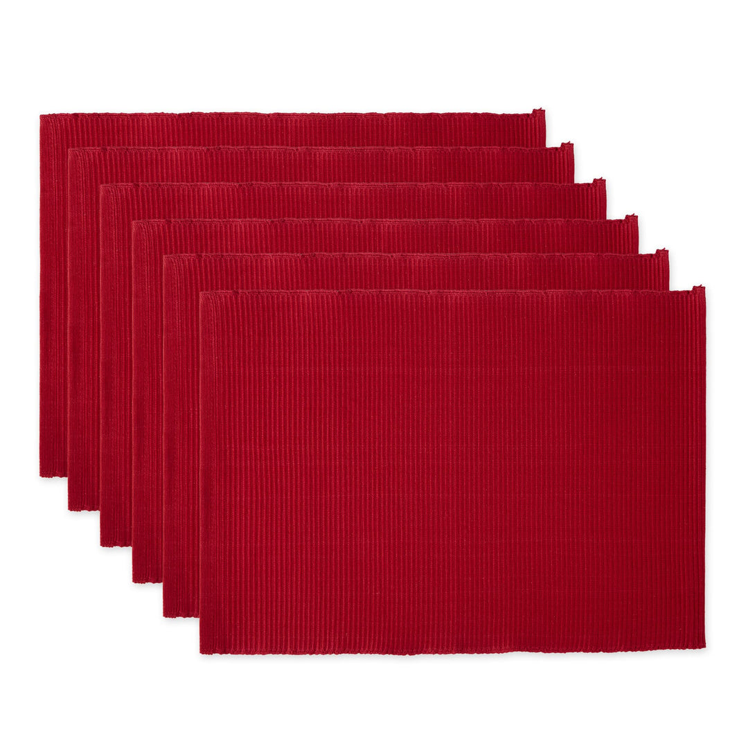 DII Basic Everyday Gerippte Tischset 100% Baumwolle Tischset 13x19 Kardinalrot 6-teilig Rot (Cardina